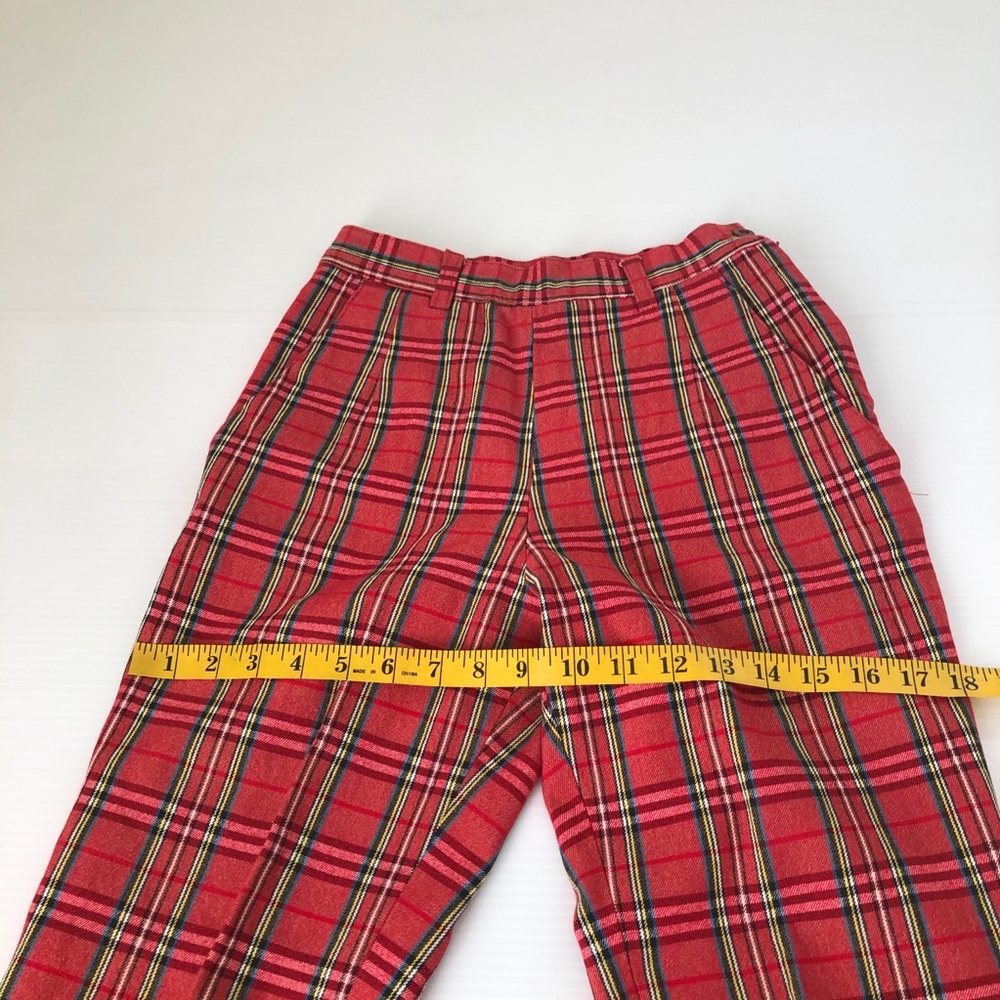 Vintage 90’s Red Plaid Stirrup Pants, 24* - Picture 7 of 12
